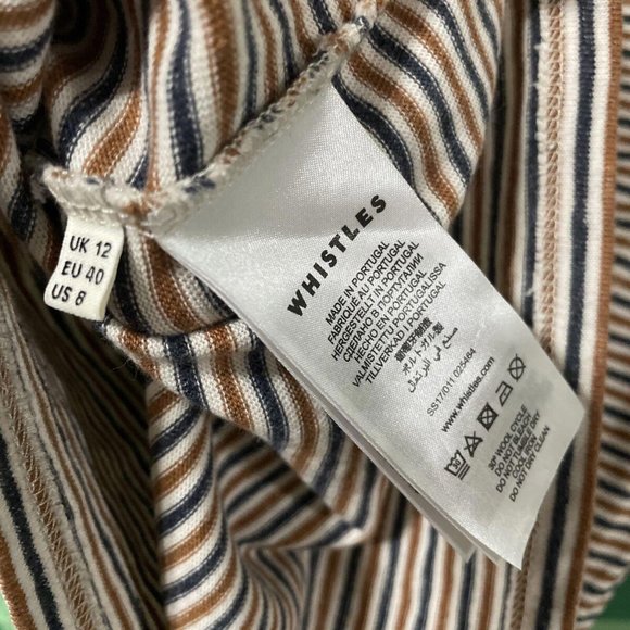 Whistles Multicolor Horizontal Striped Women’s Size US 8 Blouse  - Used w/ Stain - Picture 9 of 9